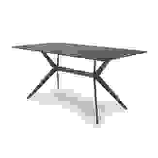 1.2m or 1.6m Black Sintered Stone Fixed Top Dining Table with Black X Frame Legs